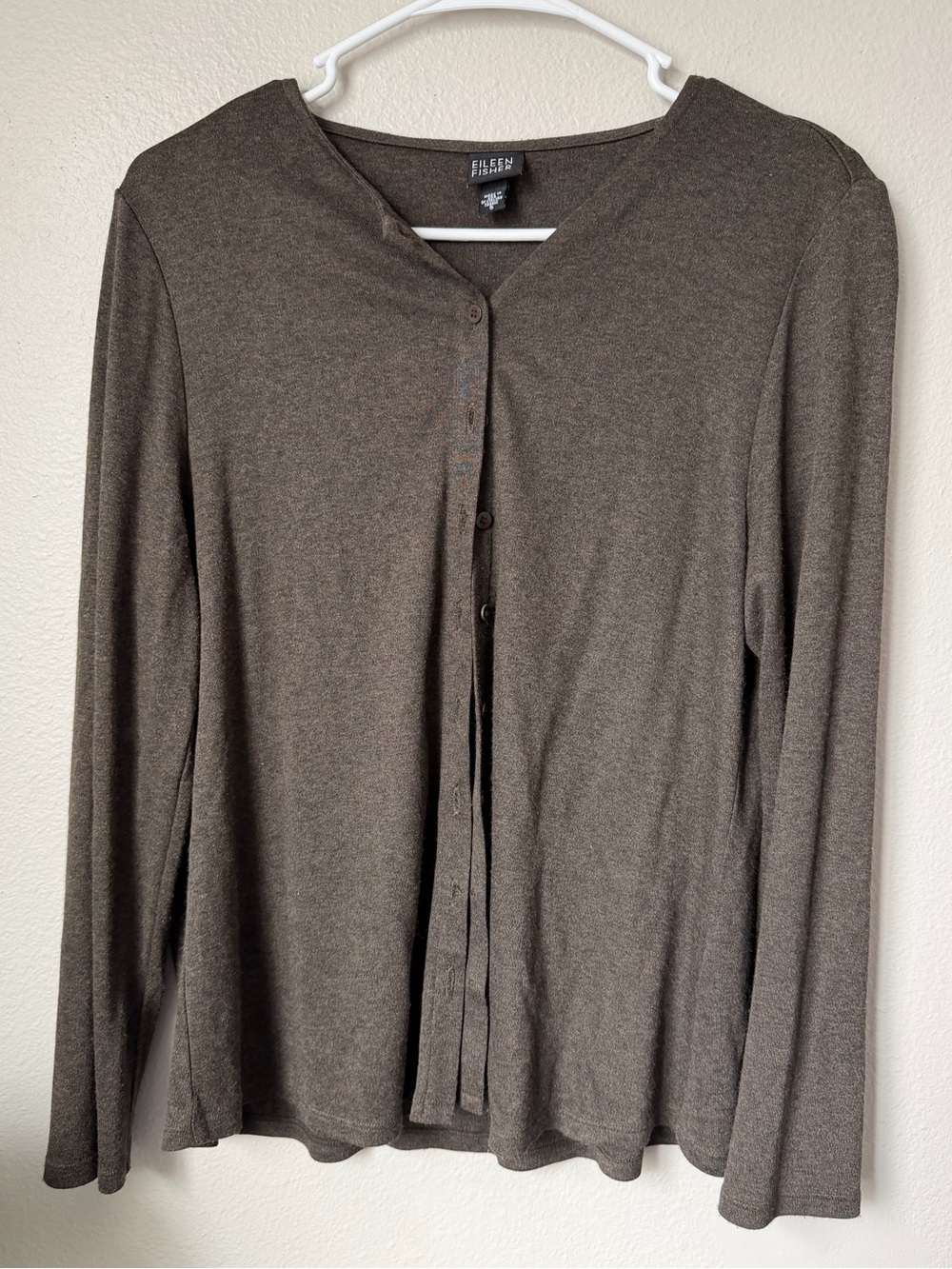 Eileen Fisher Brown Button Front Cardigan Women’s Minimalist Office S